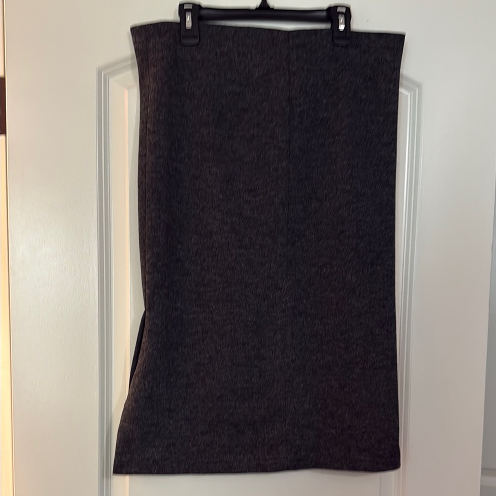 LOFT Black Midi Pencil Skirt with Slit